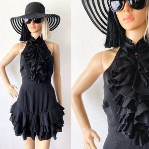 Little Black Dress | Ruffled Black Dress | Party Dress | Cocktail Dress | XS
